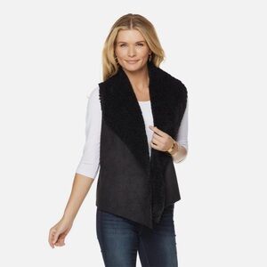 Faith & Zoe Black Faux Fur Vest